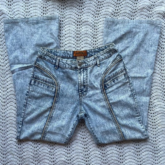 Genuine 2000s vintage pintuck flare jeans / sz 5, 26” - Picture 1 of 8